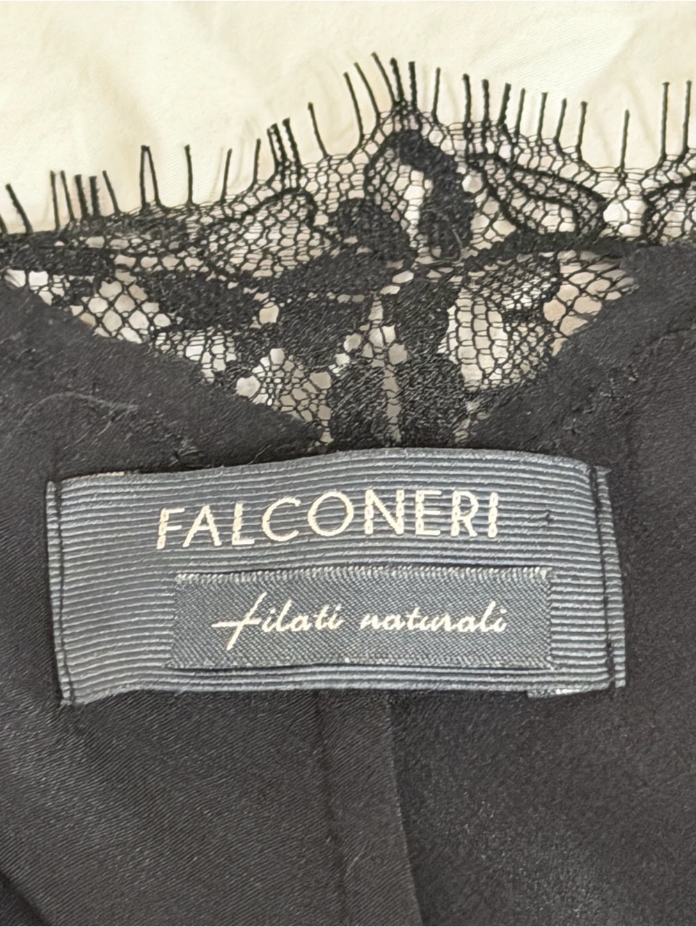FALCONERI Black Silk Lace Trim Top Chemise Long Tank Designer Luxury Lingerie M - Picture 6 of 7